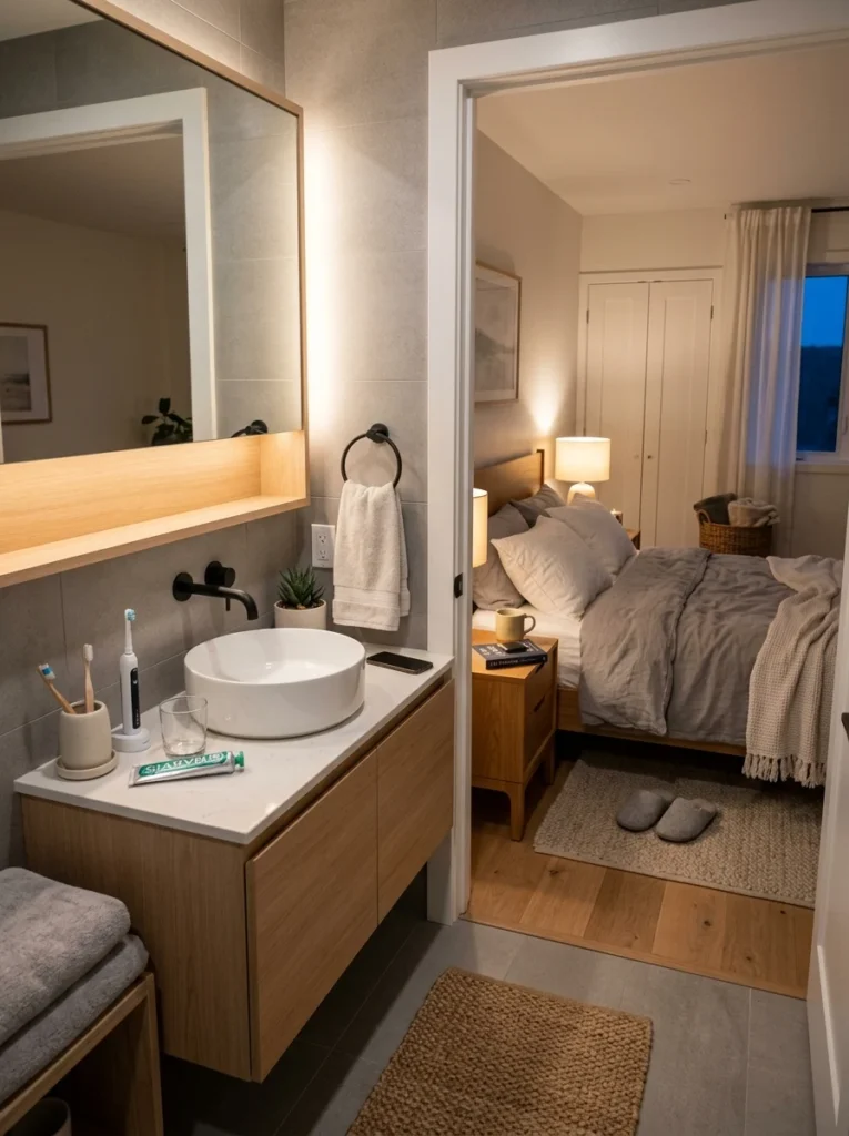 Person combining bedtime routine with a daily home reset.