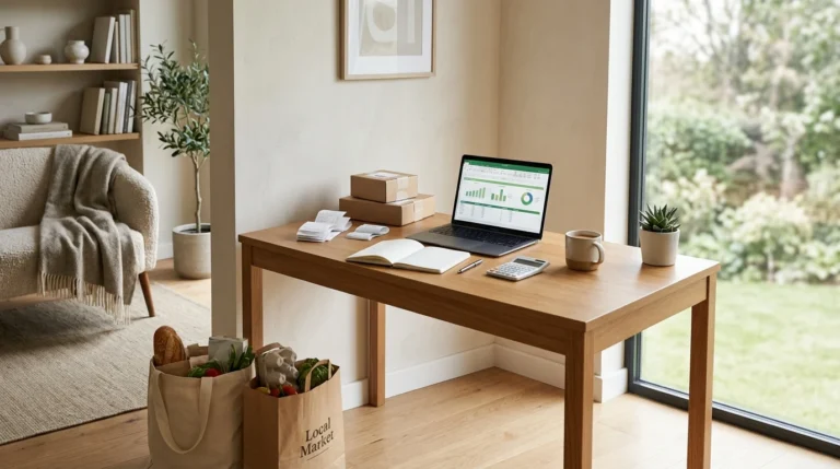 Person reviewing unnecessary purchases while planning a smarter budget in a modern home.