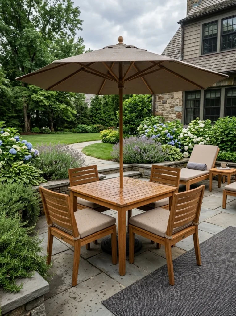 Premium teak patio furniture known for long-lasting durability.