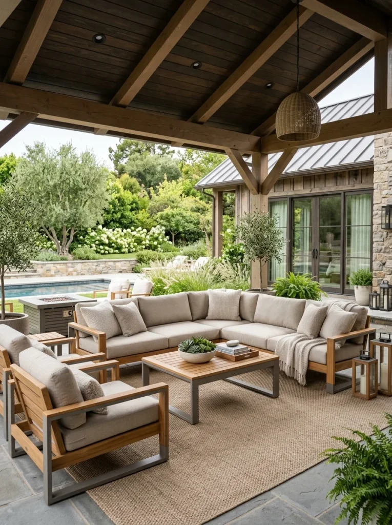Weather-resistant outdoor furniture designed for year-round backyard use.