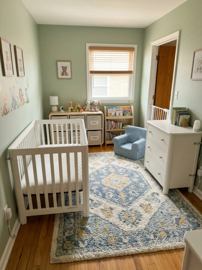 Modern toddler bedroom with updated childproofing safety features.