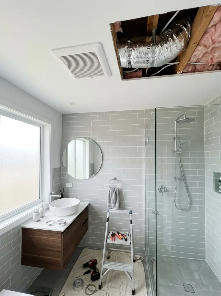 Modern quiet bathroom exhaust fan designed to reduce noise and improve privacy.