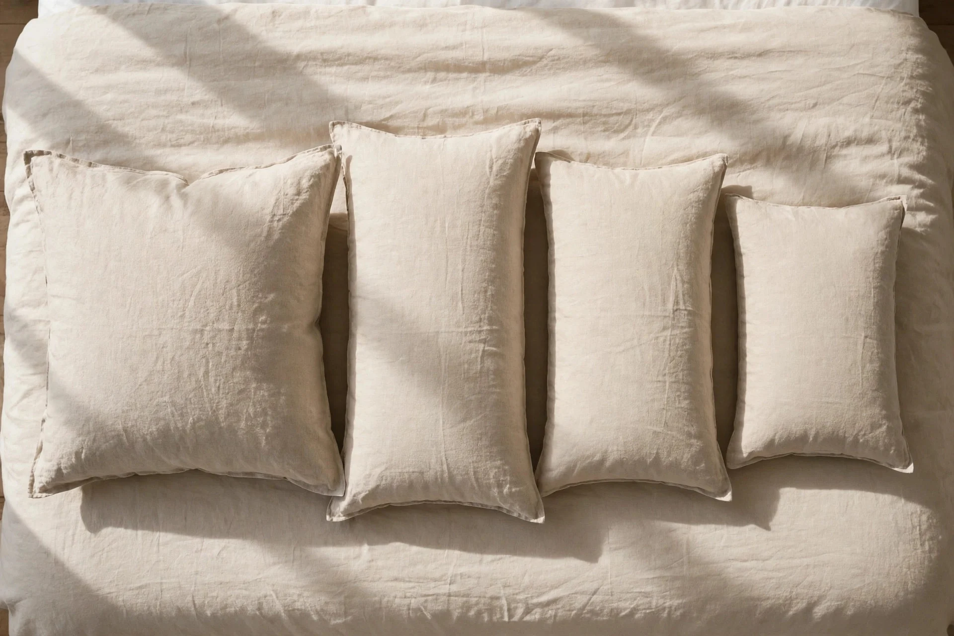 King bed pillow sizes compared side by side for pillow arrangement planning.