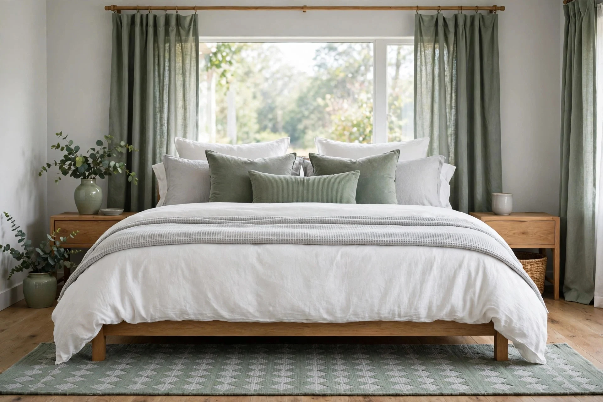 King bed pillows in a calm two-to-three shade colour palette.